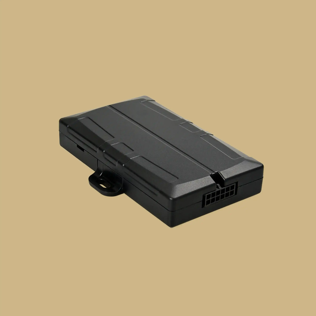 Balise GPS Dart3 noire, boîtier rectangulaire compact à coque striée, avec connecteur latéral et fixation dessous.