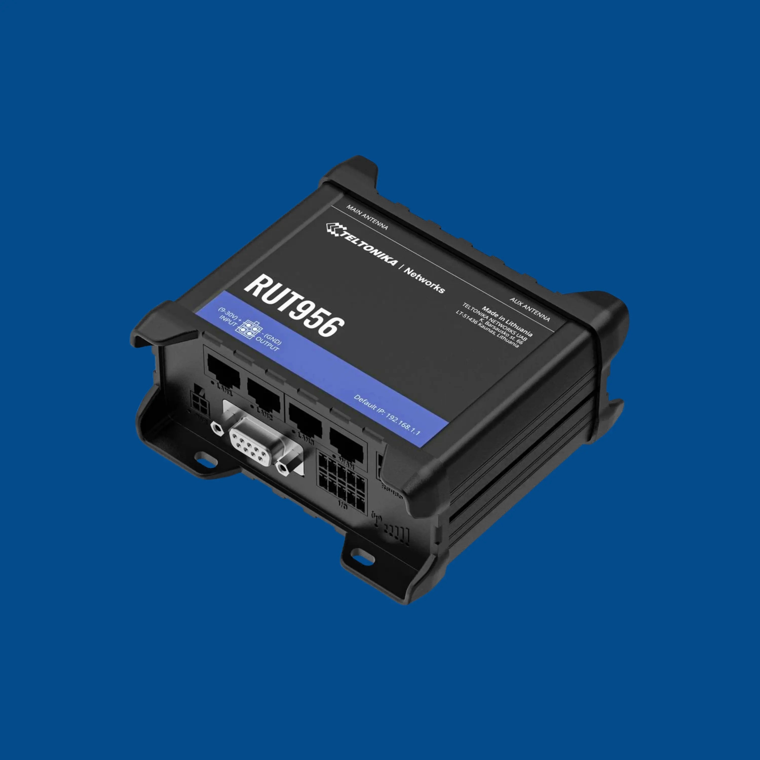 Routeur industriel RUT956 HIVEGLOBA HG GROUPE INVICTUS M2M MONDIAL avec ports Ethernet et GNSS.